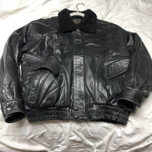 Mens Vintage Leather Bomber - Size M - Salrome